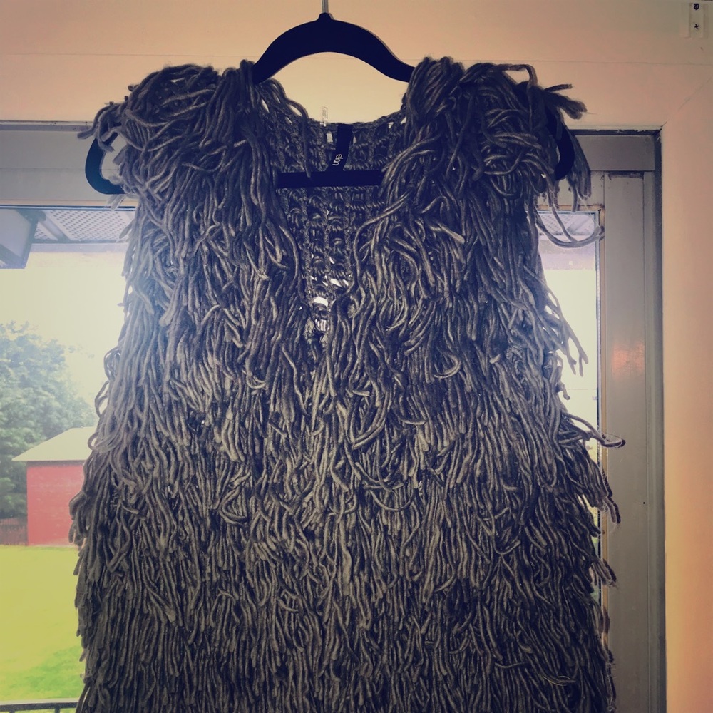 Grey shag vest